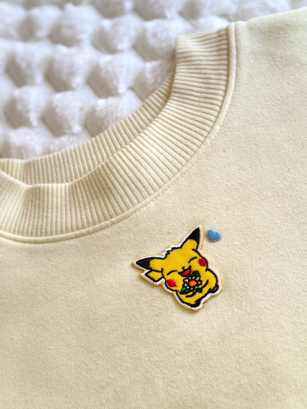 Pastel Yellow Sweater with Pikachu Patch